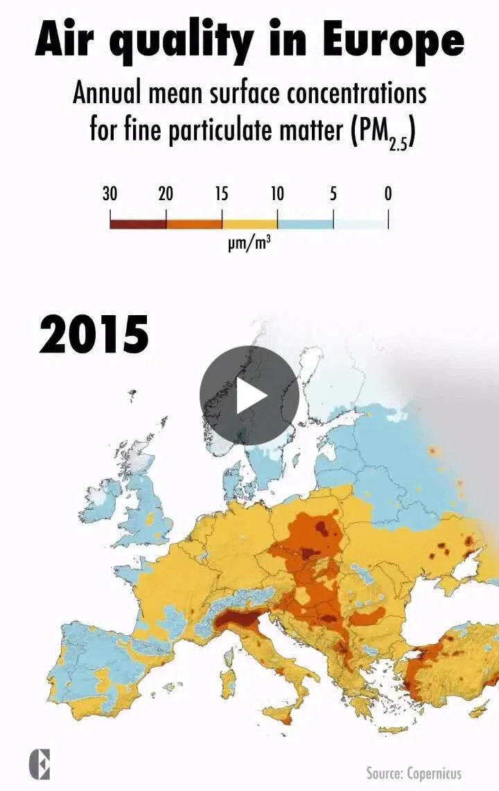 Illustration du post LinkedIn : ✅ La qualité de l'air progresse en Europe